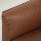 2 Seater Sofa, 132 cm Modern Small Sofa with Solid Wood Legs and 2 Pillows for Small Space, Brown