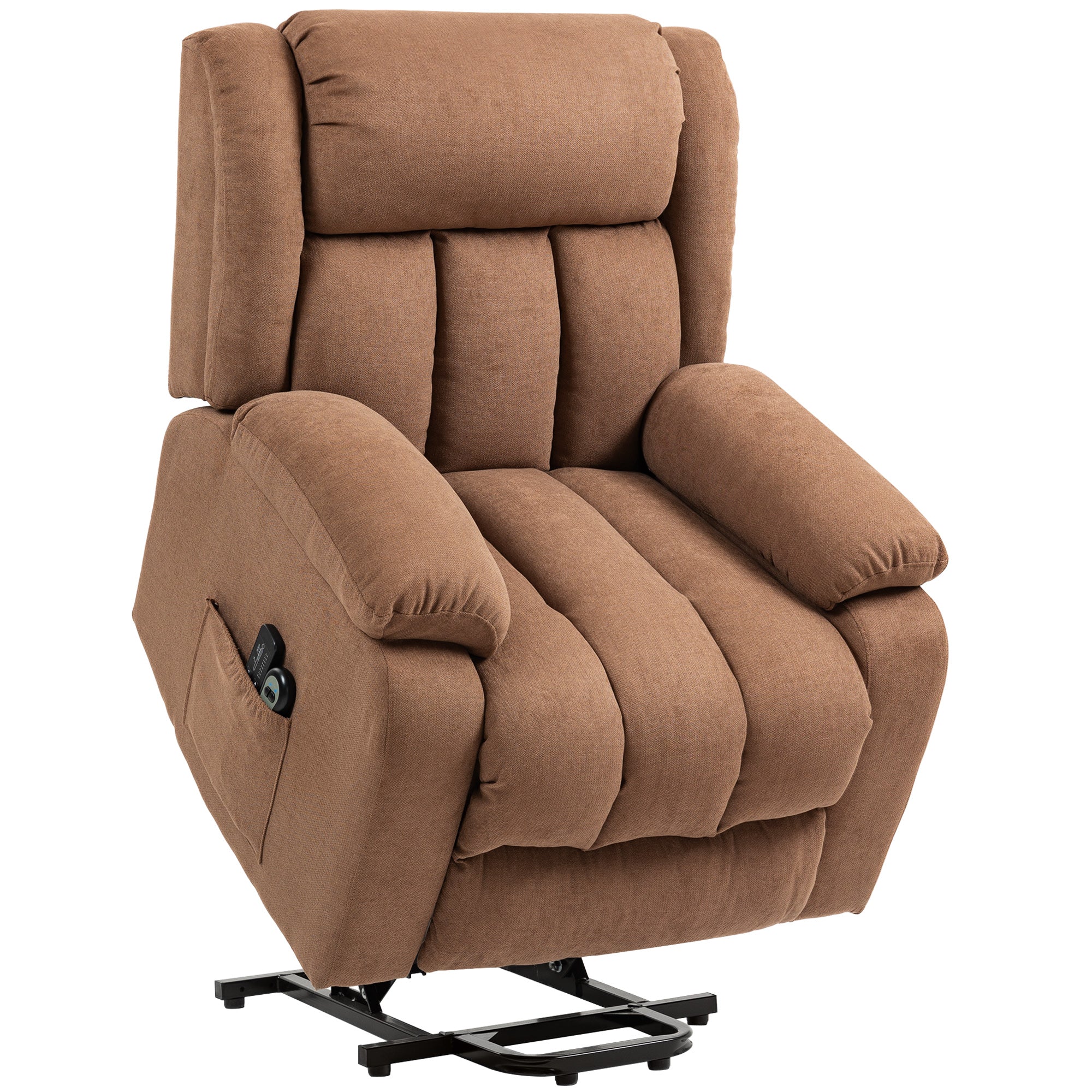 Power Lift Recliner Chair with Vibration Massage, Lift Chair for Elderly with Footrest, Remote, Side Pocket, Brown