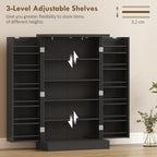 HOMCOM Kitchen Cupboard, Freestanding Multi-Storage Kitchen Pantry Cabinet with Adjustable Shelves, Black