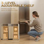 Bookcase Adjustable Shelf Bookshelf Anti-Tip Hardware 6-Tier Storage Cabinet Oak Wood Effect