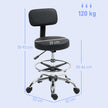 HOMCOM Drafting Chair, Office Chair with Backrest and Adjustable Footrest, Height Adjustable Stool, Leather Padded – view 3