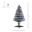 HOMCOM 3ft Artificial Prelit Christmas Tree, Snow Xmas Tree with Colourful LED Lighting Fiber Optics, Green White – view 3