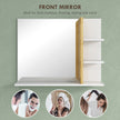 White bamboo panel bathroom mirror – image 5