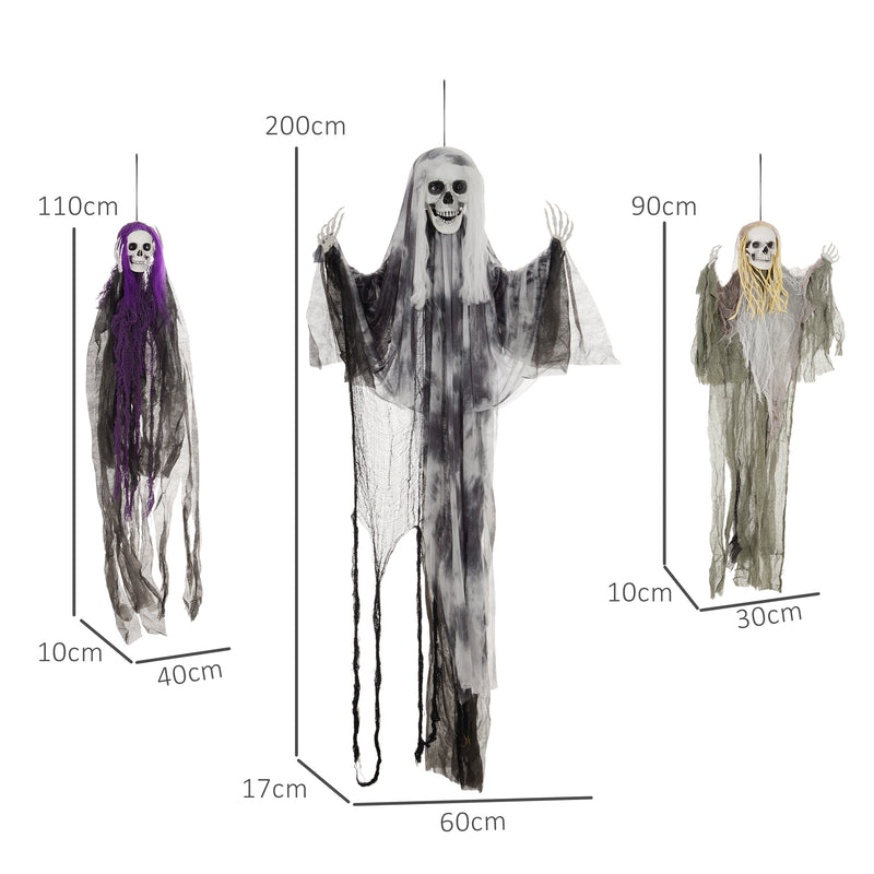 Set of 3 Hanging Skeleton Ghost Decorations – 90/110/170cm – image 3 of 9