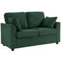 2 Seater Sofa, Corduroy Small Couch with Spring Cushion, Wide and Deep Seat, Dark Green