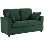 2 Seater Sofa, Corduroy Small Couch with Spring Cushion, Wide and Deep Seat, Dark Green