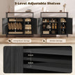HOMCOM Industrial Kitchen Sideboard with Open Shelf, 2 Cabinets, Adjustable Shelves for Living Room, Dining Room, Black – view 5