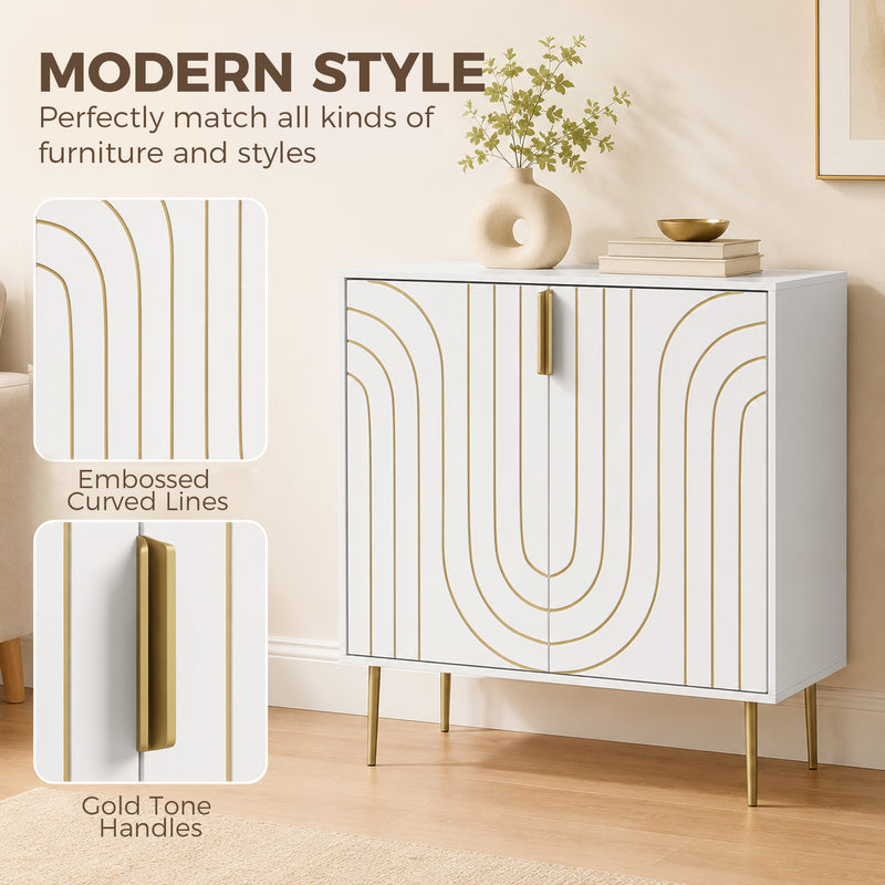 HOMCOM Modern Kitchen Cupboard, Storage Cabinet with 2 Doors, Adjustable Shelf and Metal Legs, White – view 4