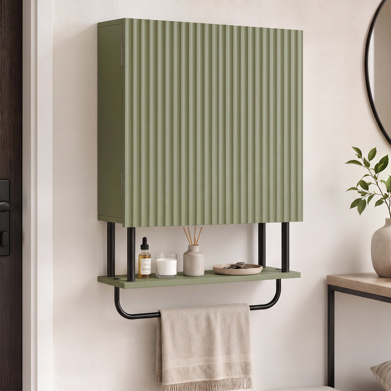 Green wavy door wall cabinet – image 9