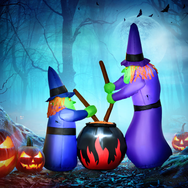 1.8m Inflatable Witches & Cauldron with LED Lights – image 2 of 9