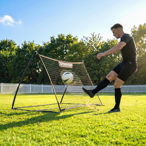 SPORTNOW Football Rebounder Net, Portable Kickback Football Rebounder Net with Carry Bag and Ground Stakes – view 2