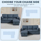Corner Sofa Bed, L Shaped Sleeper Sectional Sofa with Reversible Storage Chaise, Blue