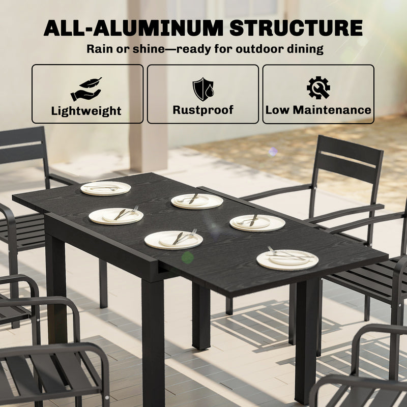 Extending aluminium garden table black – image 5