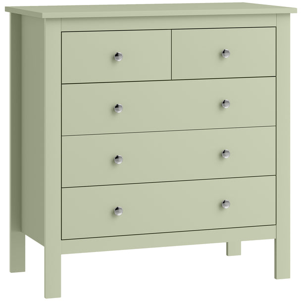 HOMCOM 5 Drawer Chest of Drawers, Modern Dresser for Bedroom, Bedside Storage Cabinet, Wide Storage Unit with Glide
