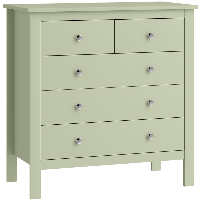 HOMCOM 5 Drawer Chest of Drawers, Modern Dresser for Bedroom, Bedside Storage Cabinet, Wide Storage Unit with Glide