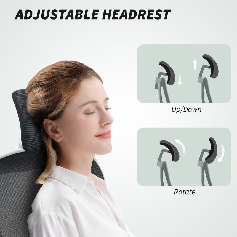 HOMCOM Executive Office Chair, Ergonomic Mesh High Back Desk Chair with Flip-up Armrest, Rotatable Headrest, Adjustable – view 6