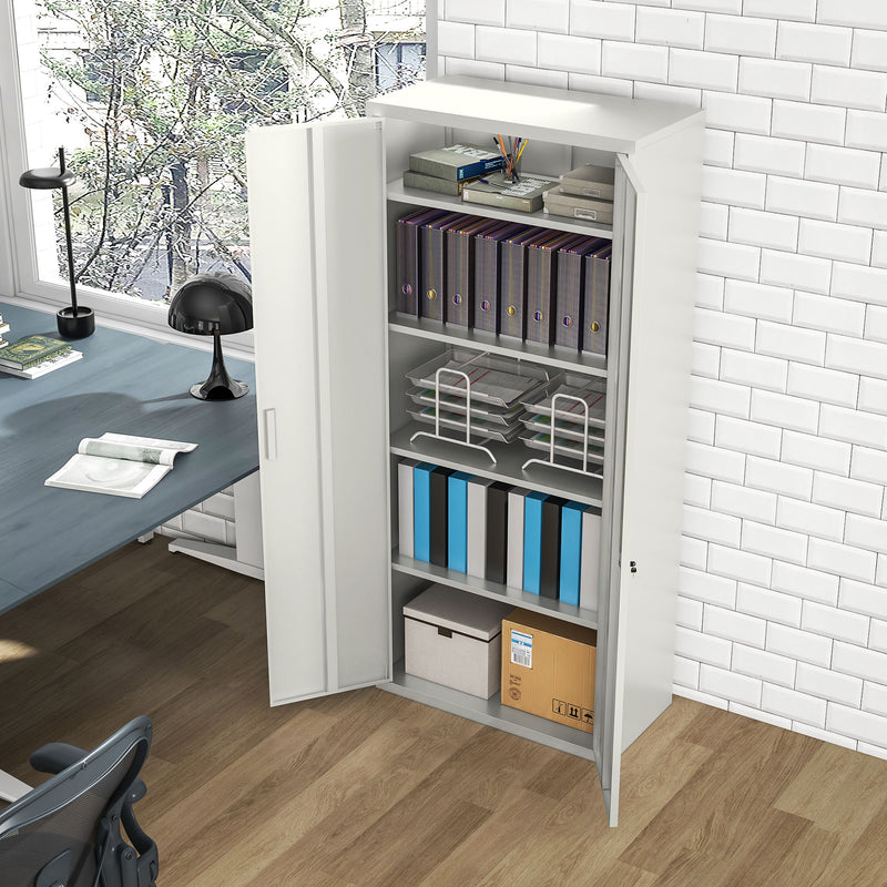 White lockable steel office cabinet – image 6