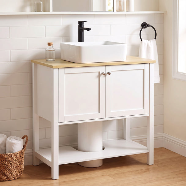 White & oak under sink cabinet – image 2
