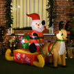 4ft Santa Sleigh and Reindeer Christmas Inflatable displayed outside a decorated home