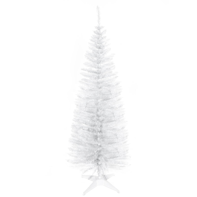 HOMCOM 5ft Unlit Artificial Christmas Tree, Pencil Slim Xmas Tree with Solid Stand and Realistic Branches, White – view 10