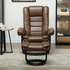 Faux Leather 135Â° Reclining Chair and Footstool - Brown
