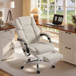 HOMCOM Office Chair with 6-point Vibration Massage and Heat, Fabric Desk Chair with Footrest, High Back, Cream White – view 9