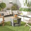 Outsunny Side Table 2-Tier Outdoor Coffee Table with Storage Shelf PS Wood Slat Top/Light Grey – view 2