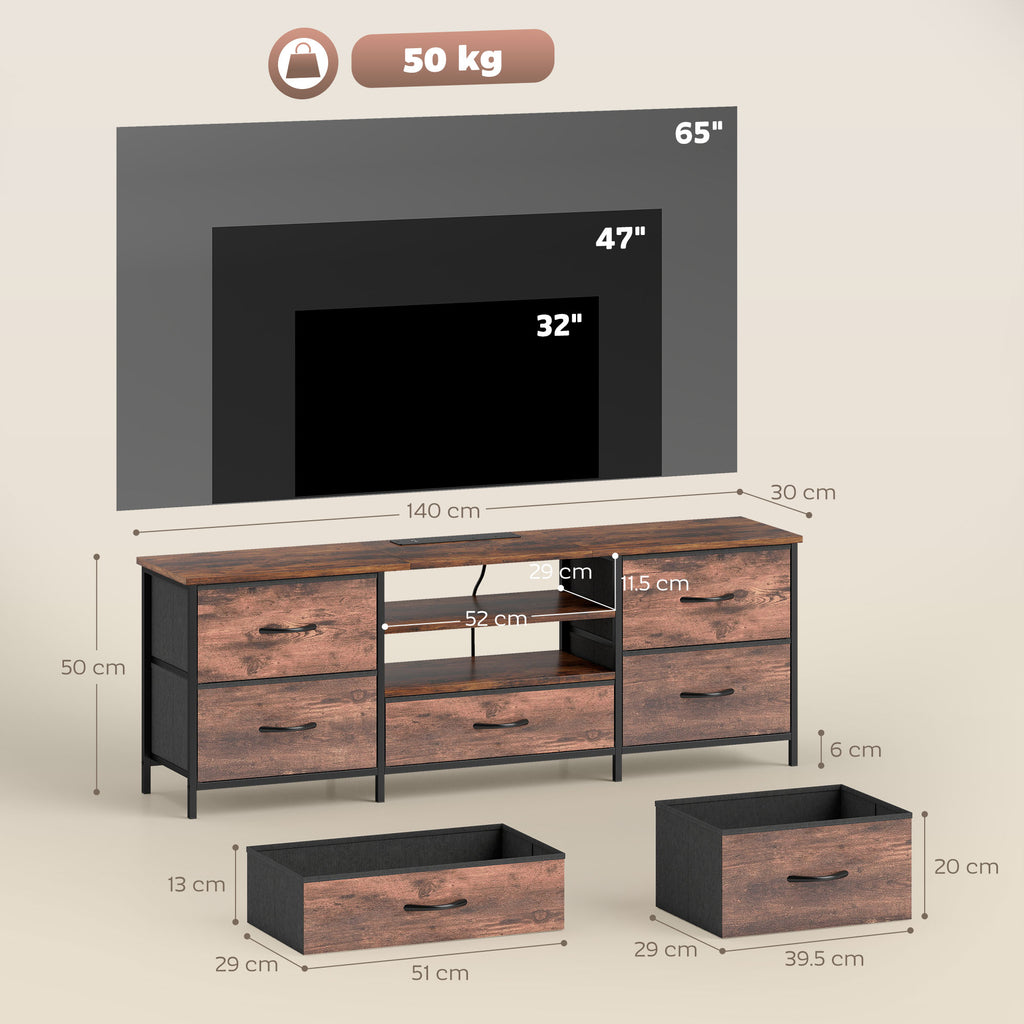 Multi-Storage Industrial TV Stand - Brown/Grey/Black