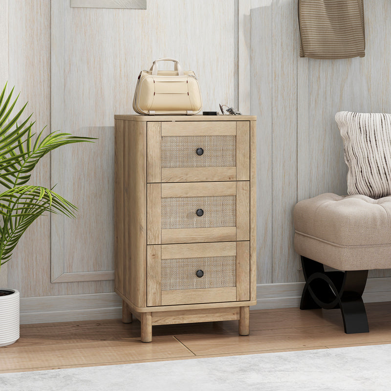 Rattan 3-drawer bedside chest – image 8