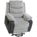 Overstuffed Corduroy Electric Lift Recliner Chair - Light Grey