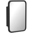 Black wide-frame metal bathroom mirror cabinet with tempered mirror door and three shelves