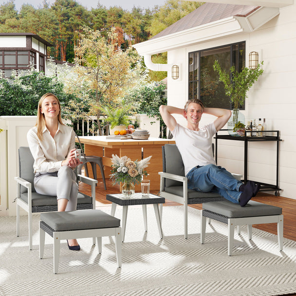 Rattan set with acacia table – image 2