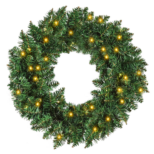 55cm Pre-Lit Christmas Wreath on a white background