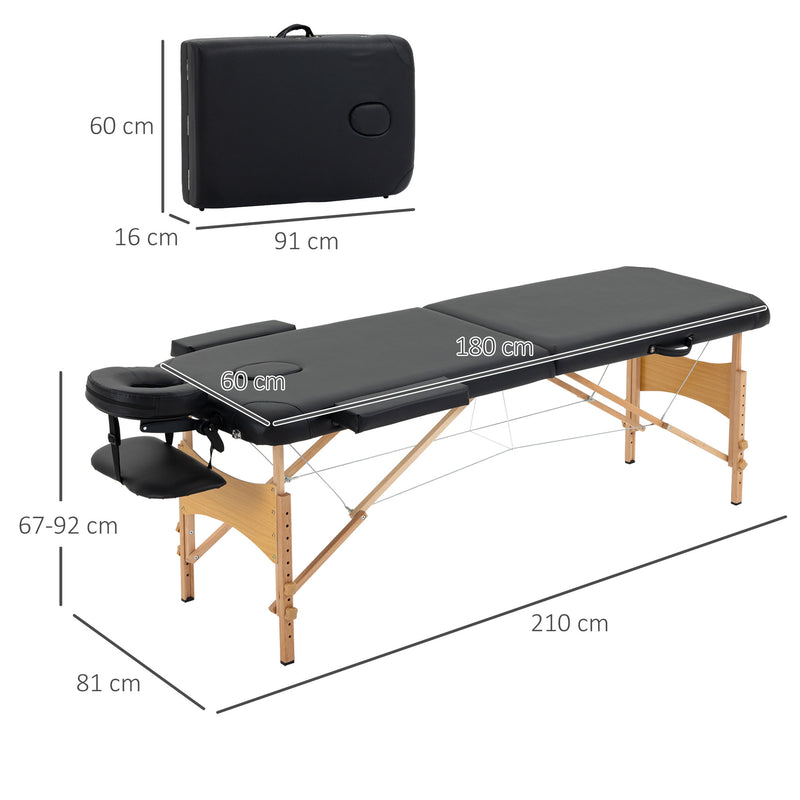 Black folding wooden massage table – image 3