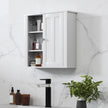 White wall bathroom cabinet with side shelves – image 9