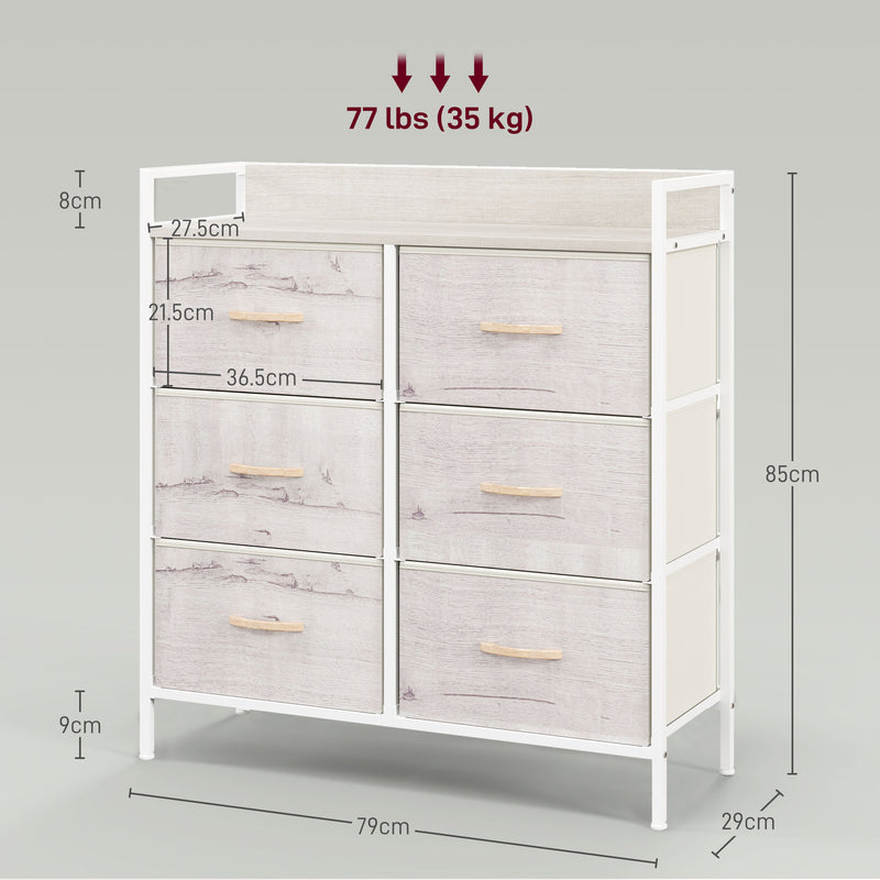 White & natural 6-drawer fabric chest – image 3