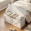 HOMCOM 127L Home Storage Box, with Safety Hinges - White Wood-Effect – view 9