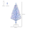 HOMCOM 4FT Artificial Fibre Optic Christmas Tree Seasonal Decoration w/ LED Lights Pre-Lit Easy Store White Blue – view 3
