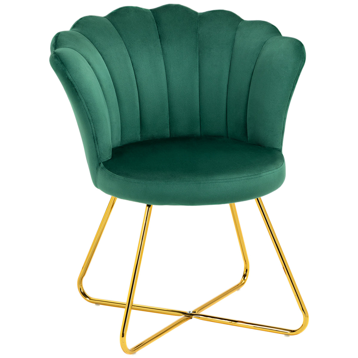 Lotus Petal Velvet Accent Chair – Green & Gold
