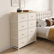 HOMCOM Chest of Drawers, Dresser with 8 Fabric Drawers, Tall Storage Unit with 4 Pockets and 2 Hooks Steel Frame, Beige – view 2