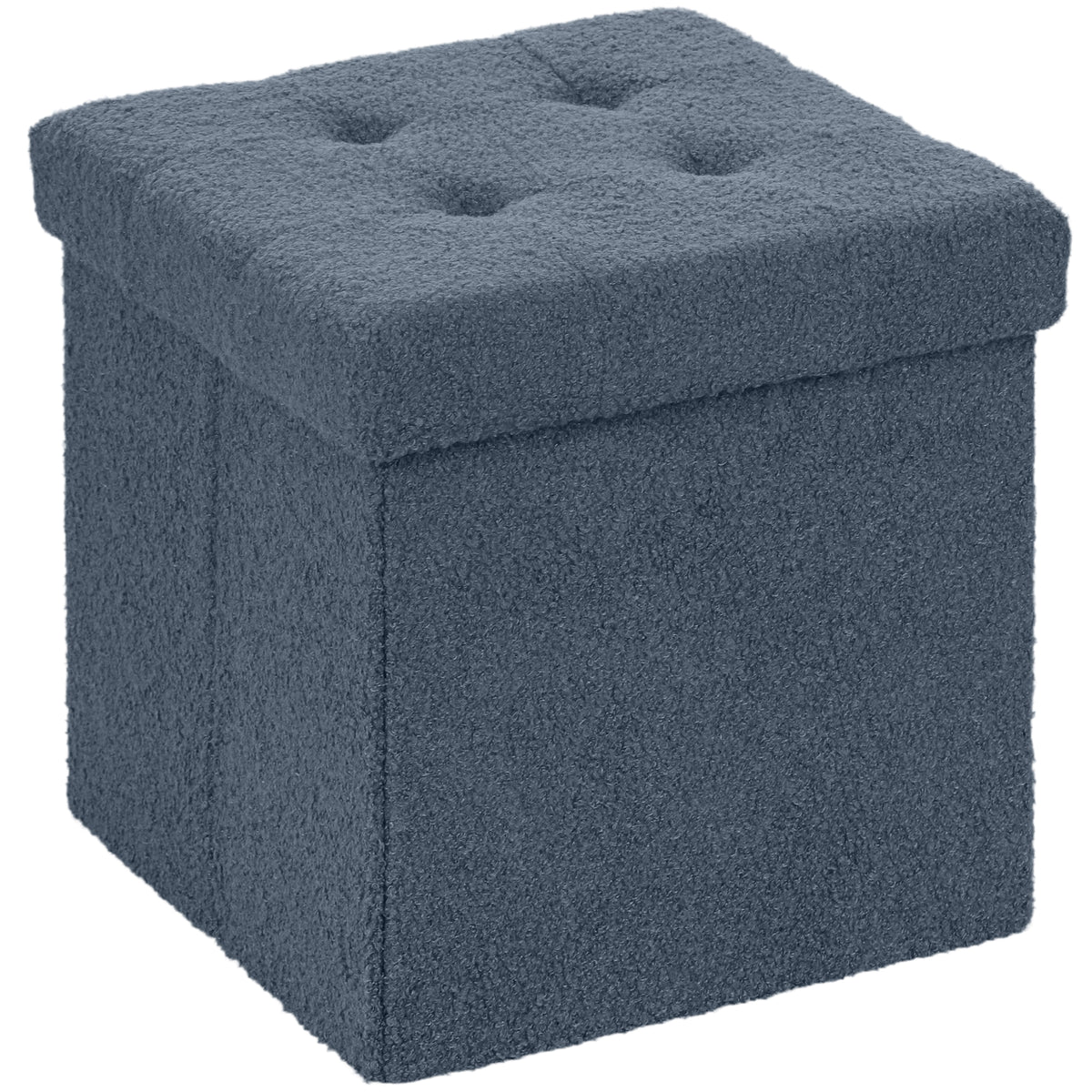 37.6L Foldable Sherpa Fleece Storage Ottoman – Blue