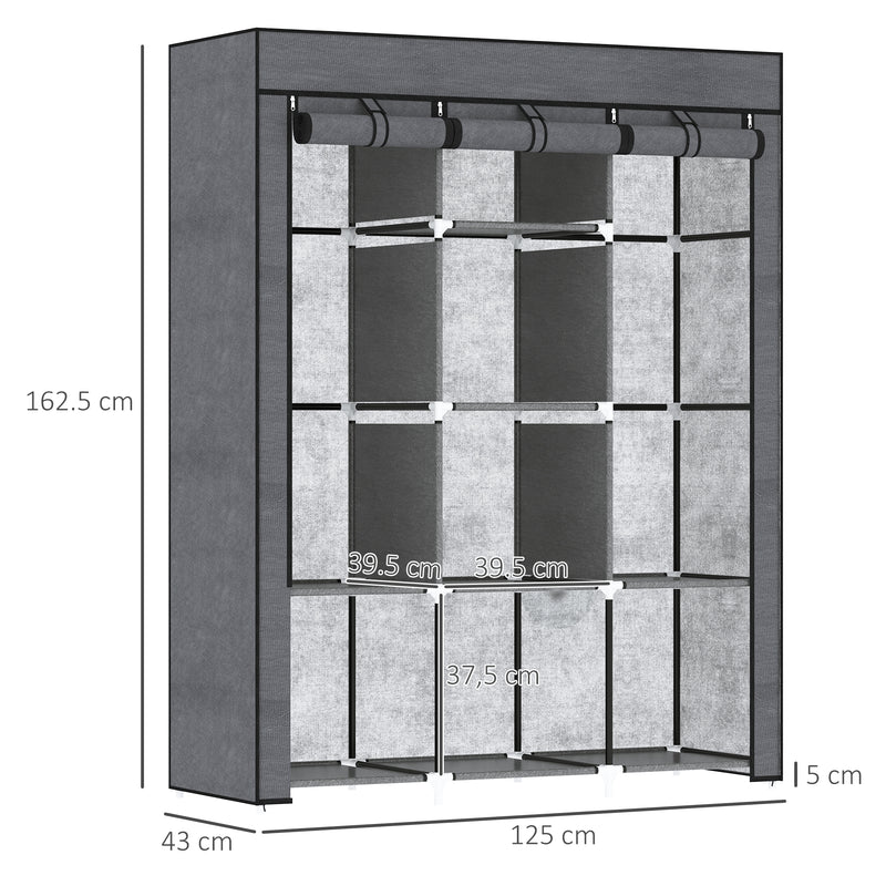 125 cm dark grey fabric wardrobe – image 3
