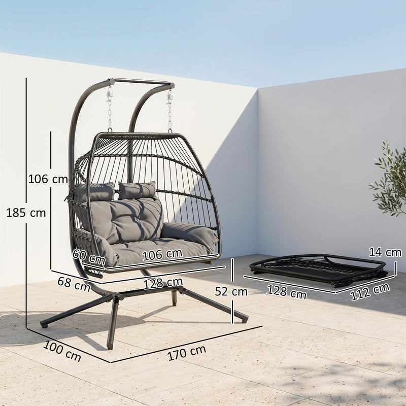 Double rattan hanging egg chair – image 3