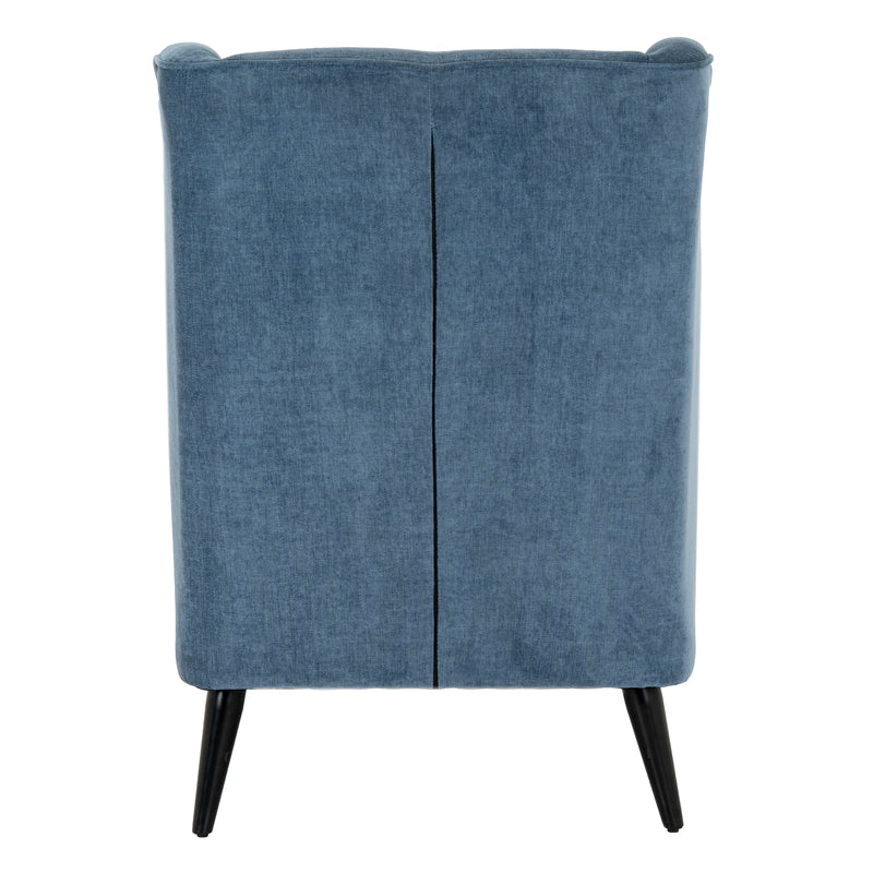 back of the blue wingback armchair
