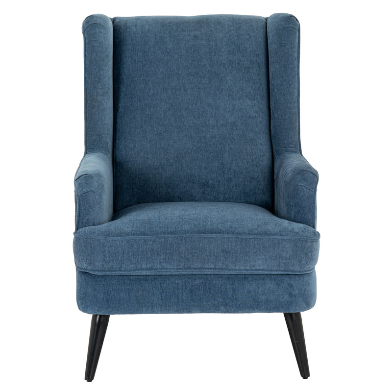 Vellis blue wingback armchair from the front