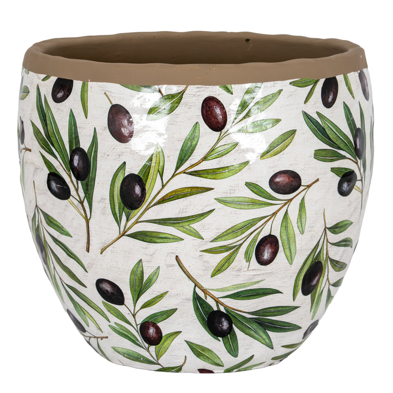 Verdal large ceramic planter with olive branch print
