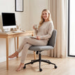 HOMCOM Home Office Desk Chair Height Adjustable Swivel Chair Cross Legged Wide Seat Swivel Wheels Grey – view 9
