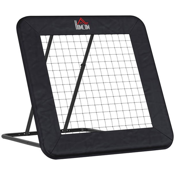 Black large folding football rebounder net with adjustable angle steel frame