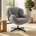 Modern Wingback Accent Chair, Velvet Armchair with Four-Star Base, S-Springs, Swivel, Grey