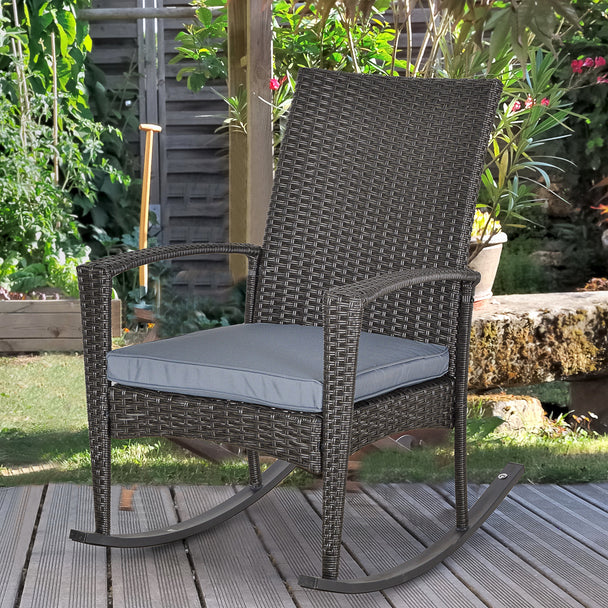 Grey rattan rocking chair – image 2